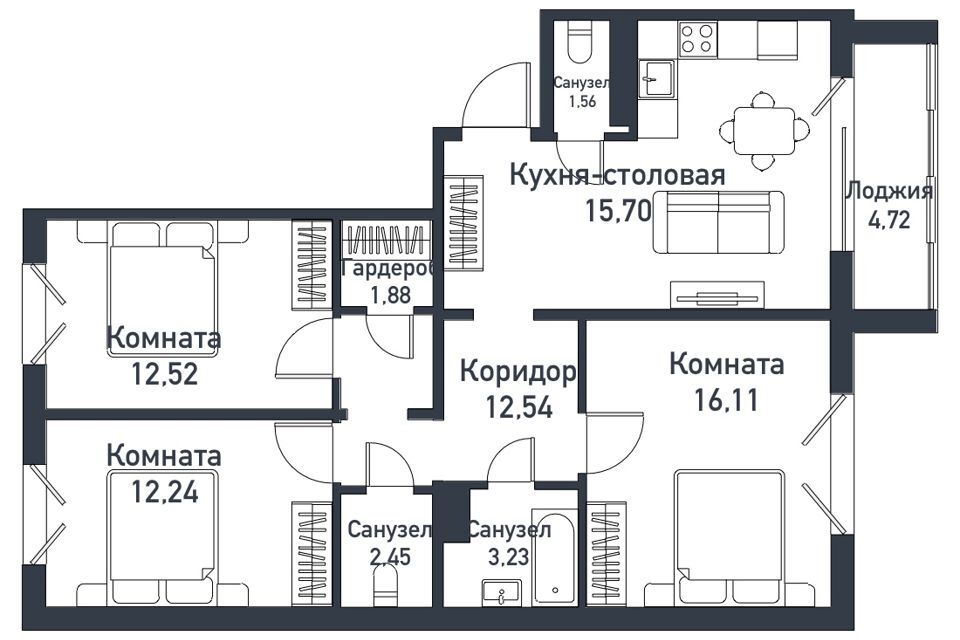 квартира р-н Сосновский п Пригородный Жилой комплекс Новиль фото 1