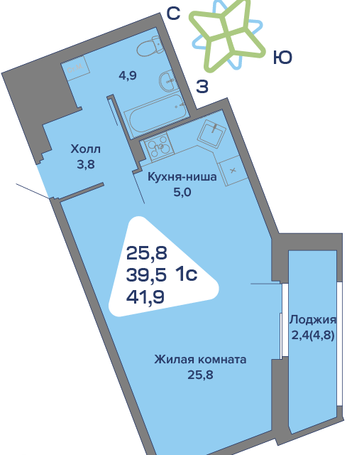 квартира р-н Пермский с Култаево коттеджный посёлок Южный ветер фото 1