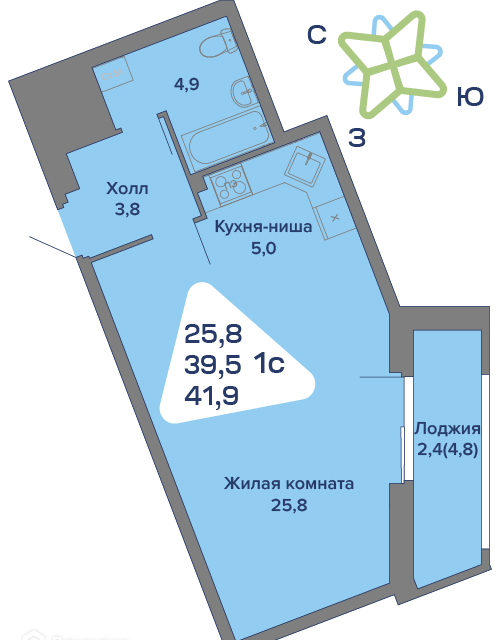 квартира р-н Пермский с Култаево коттеджный посёлок Южный ветер фото 1