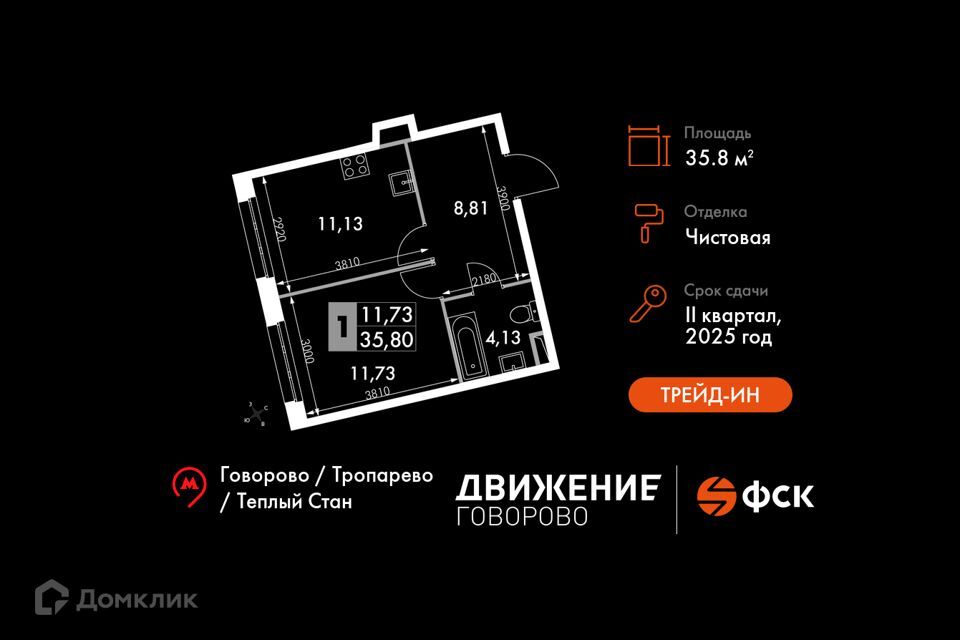 квартира г Москва Новомосковский административный округ, МКАД, 47-й километр, 9с 1 фото 1