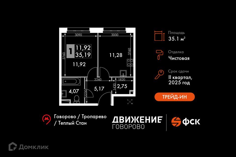 квартира г Москва Новомосковский административный округ, МКАД, 47-й километр, 9с 1 фото 1