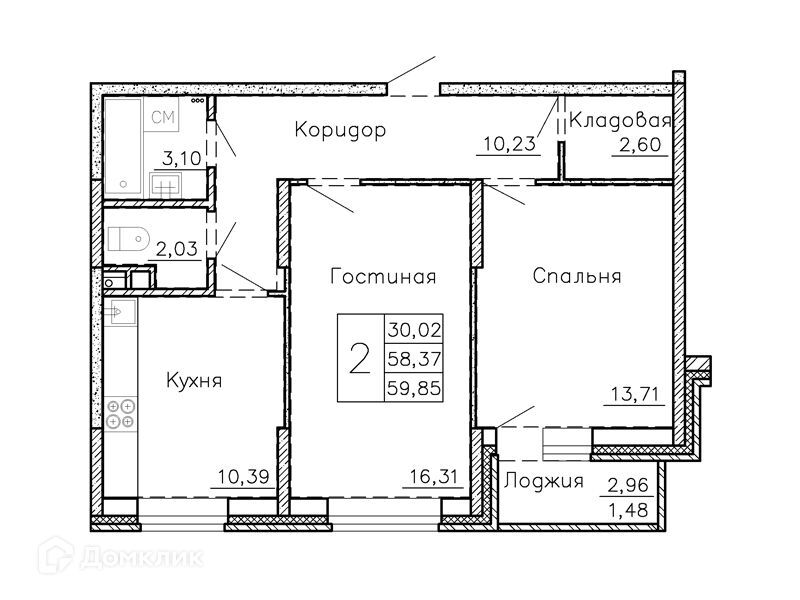 квартира р-н Семилукский г Семилуки ул Чайковского 7/1 фото 1