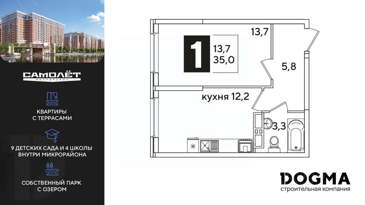 квартира г Краснодар ул им. Ивана Беличенко 89 ЖК «Самолет» фото 1