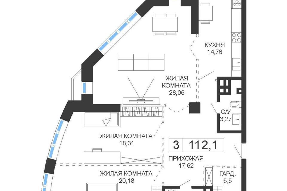 квартира г Владивосток пр-кт Океанский 52/58 Владивостокский городской округ фото 1