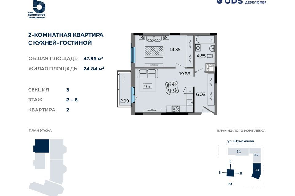 квартира г Ижевск городской округ Ижевск, жилой комплекс Пять Континентов фото 1