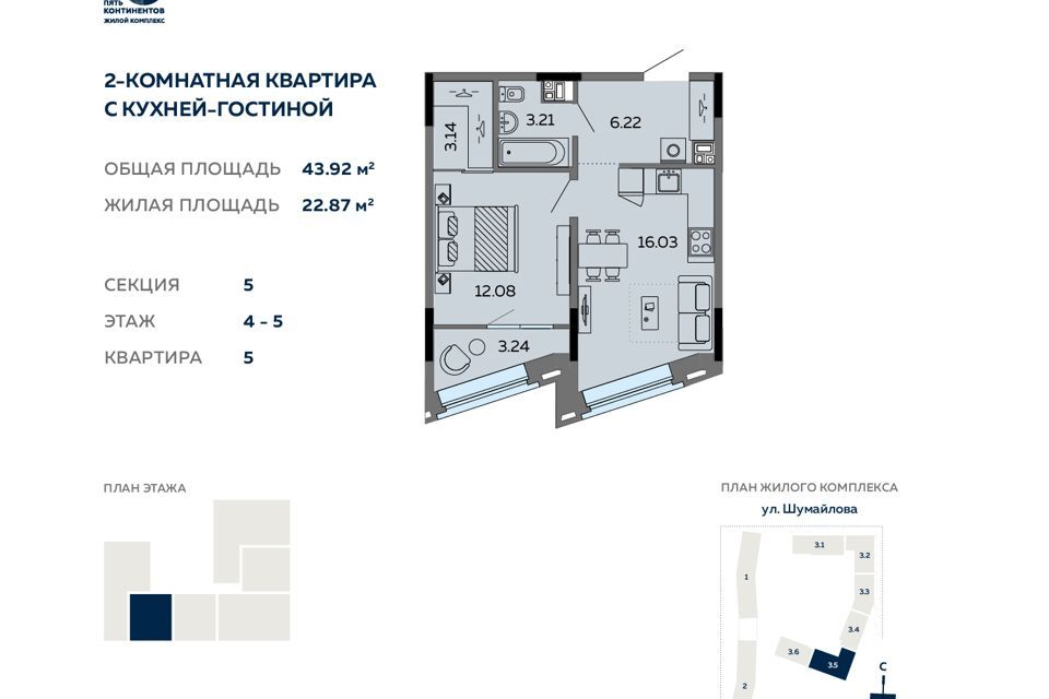 квартира г Ижевск городской округ Ижевск, жилой комплекс Пять Континентов фото 1