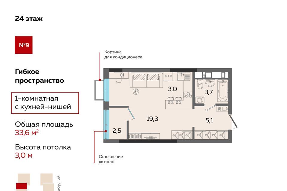 квартира г Ижевск пр-кт Им Конструктора Калашникова М.Т. 19 городской округ Ижевск фото 1