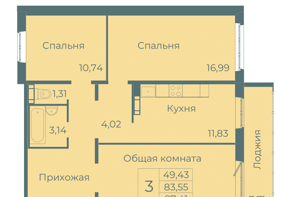 квартира г Кемерово Кемеровская область — Кузбасс, Семейный квартал Весна, Кемеровский городской округ фото 1