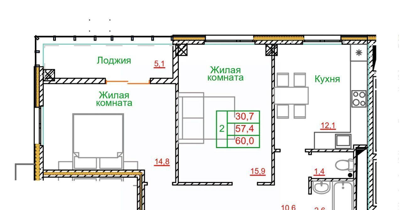 квартира г Старый Оскол микрорайон Космос 11 фото 1