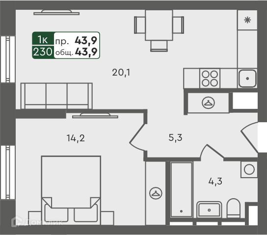 квартира г Курган городской округ Курган, микрорайон 6а, 25/4 стр фото 1