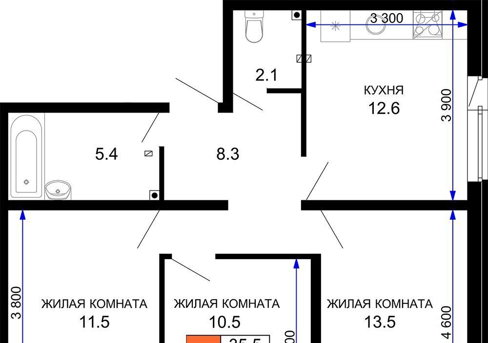 квартира г Краснодар р-н Прикубанский ЖК «Дыхание» фото 1