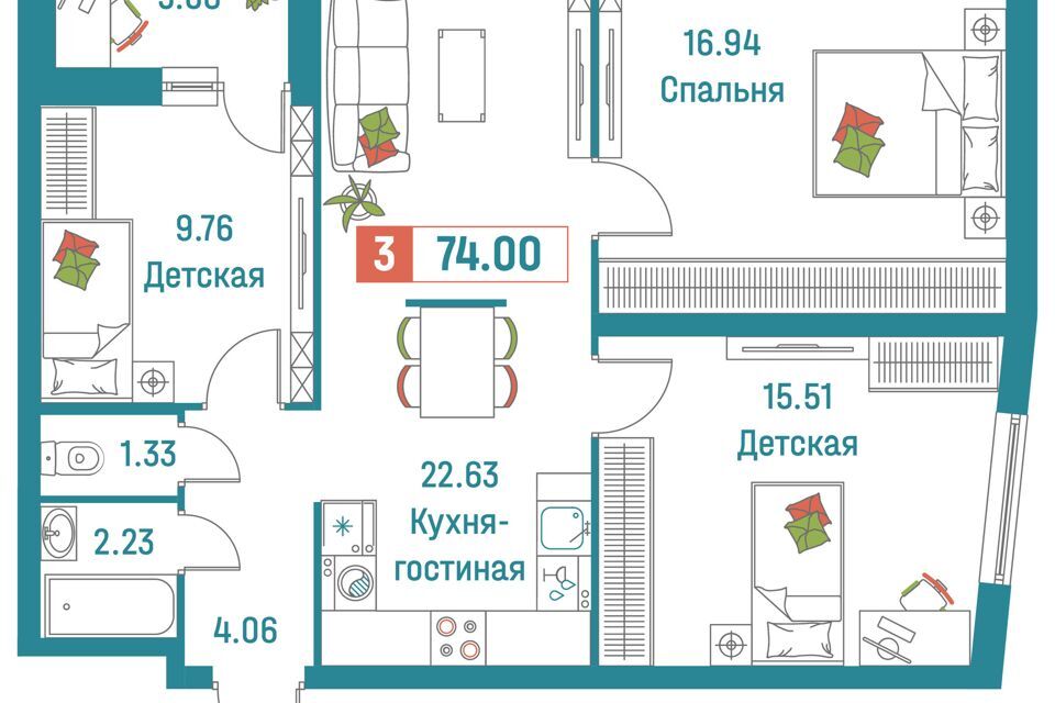 квартира р-н Всеволожский г Мурино жилой комплекс Графика фото 1