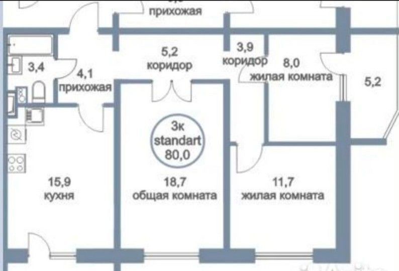 квартира городской округ Солнечногорск д Голубое б-р Парковый 2к/2 Андреевка фото 22