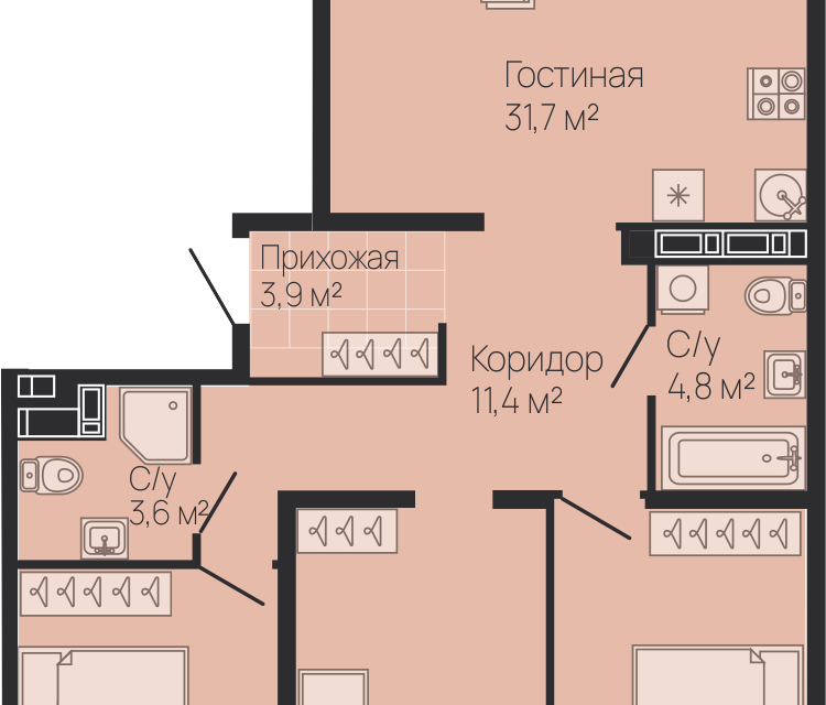 квартира г Нижний Новгород р-н Советский городской округ Нижний Новгород, Строящийся жилой дом фото 1