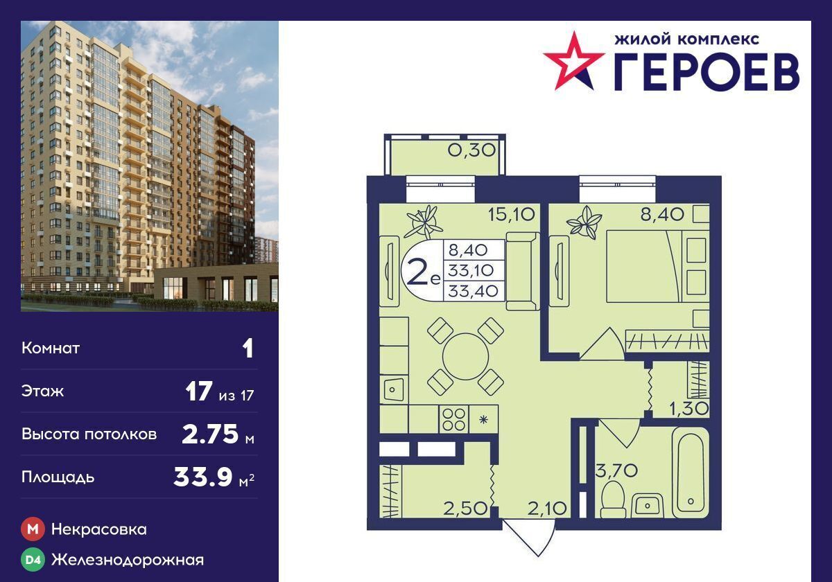 квартира г Балашиха мкр Железнодорожный ЖК «Героев» корп. 407, ул. Автозаводская фото 1