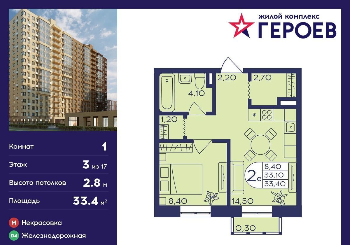 квартира г Балашиха мкр Железнодорожный ЖК «Героев» корп. 406, ул. Автозаводская фото 1