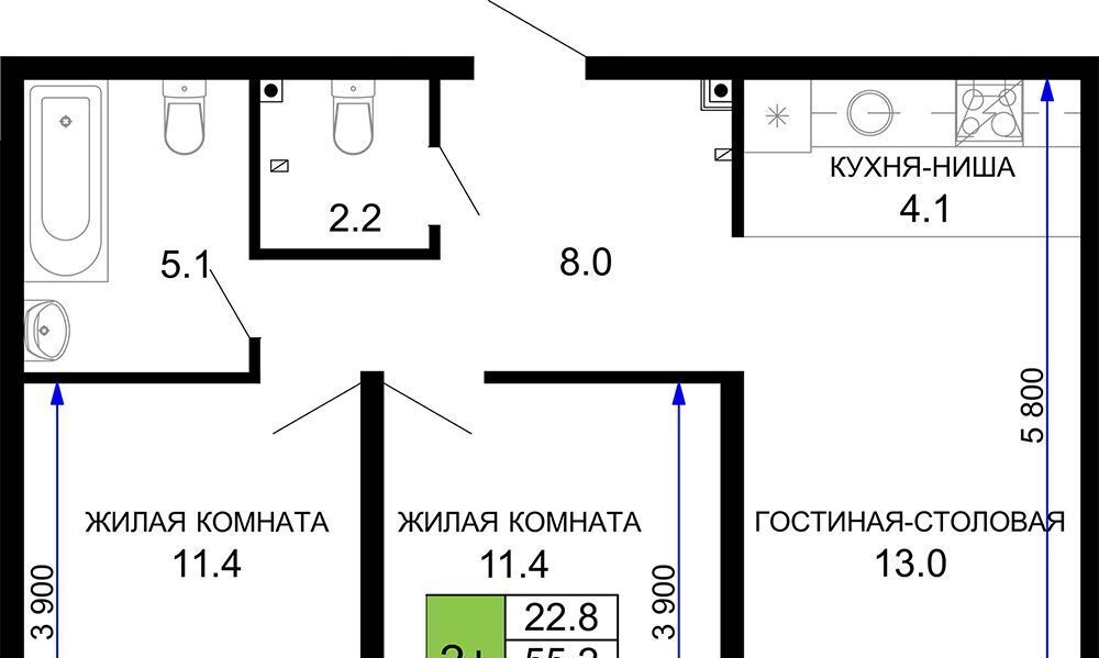 квартира г Краснодар р-н Прикубанский ЖК «Дыхание» фото 1