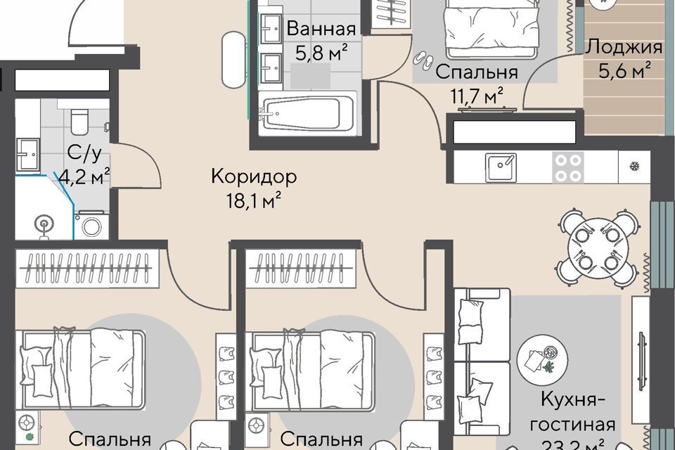 квартира г Екатеринбург с Горный Щит ул Нагорная 16 р-н Верх-Исетский Екатеринбург, муниципальное образование фото 2