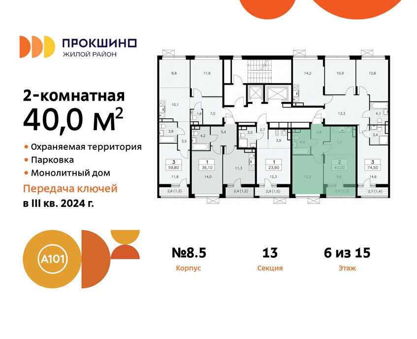 квартира г Москва п Сосенское ЖК Прокшино 8к/5 метро Прокшино метро Коммунарка ТиНАО фото 2