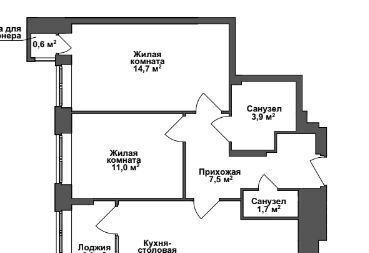 квартира г Тула р-н Зареченский ЖК Авион ул. Ключевая, блок-секция 6 фото 3