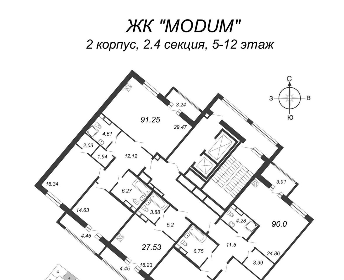 квартира г Санкт-Петербург метро Комендантский Проспект пр-кт Авиаконструкторов 54с/1 фото 2