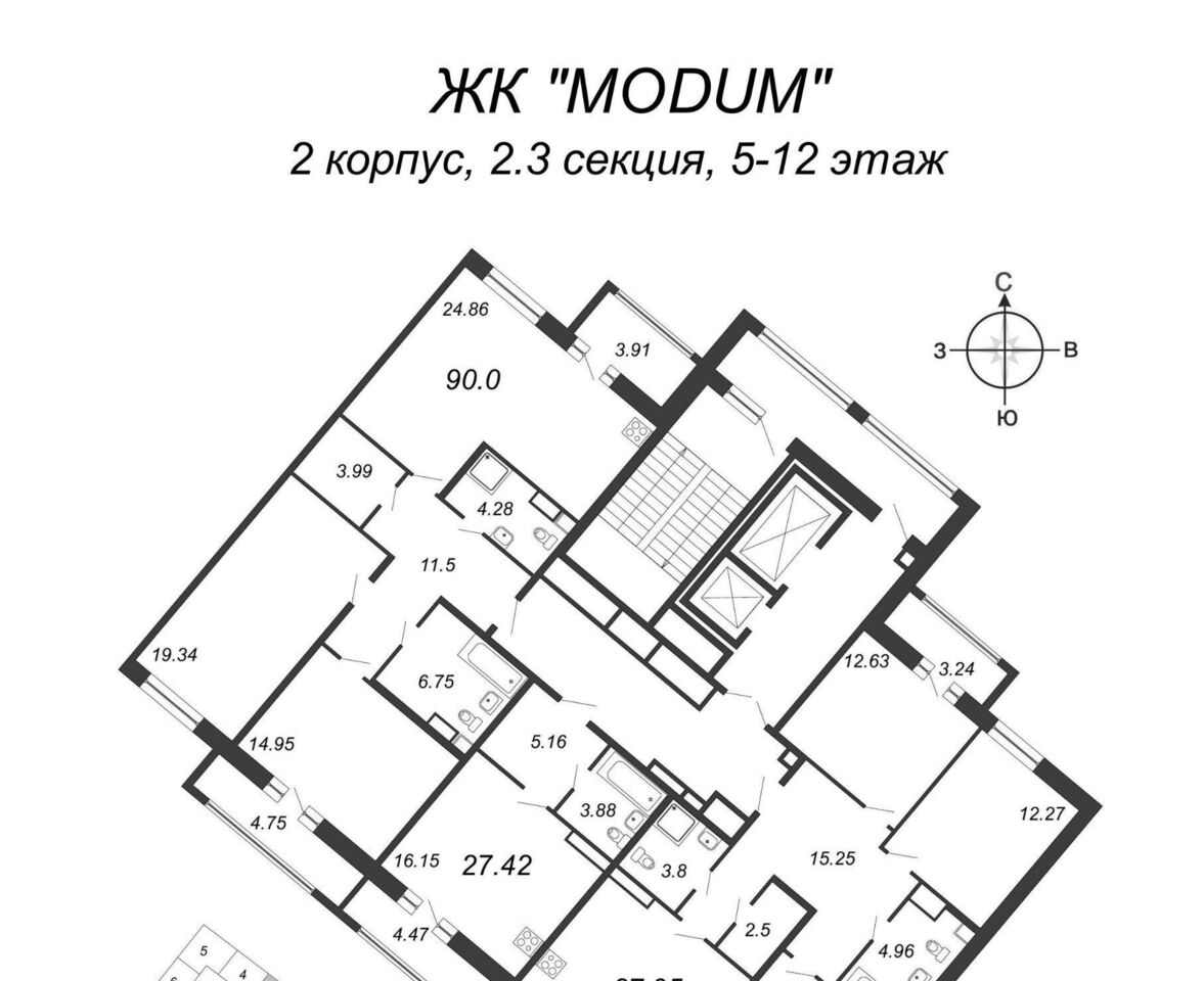 квартира г Санкт-Петербург метро Комендантский Проспект пр-кт Авиаконструкторов 54с/1 фото 2