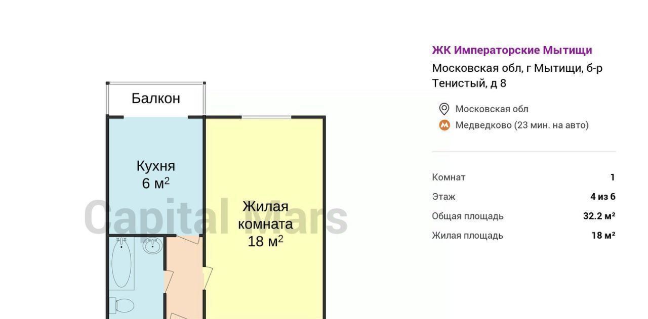 квартира г Мытищи б-р Тенистый 8 Медведково фото 3