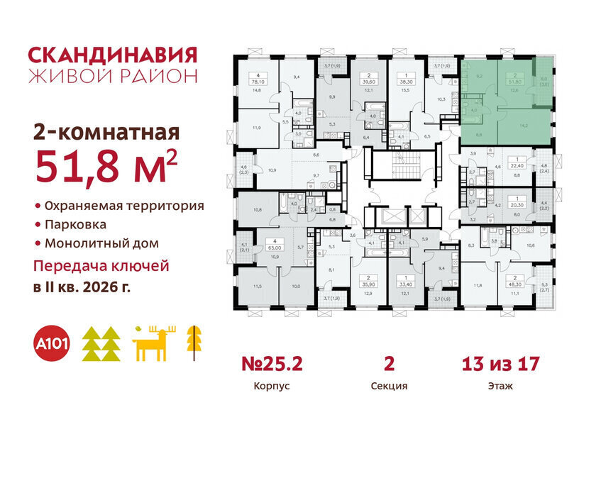 квартира г Москва метро Коммунарка ТиНАО жилой комплекс Скандинавия, 25. 2 фото 2