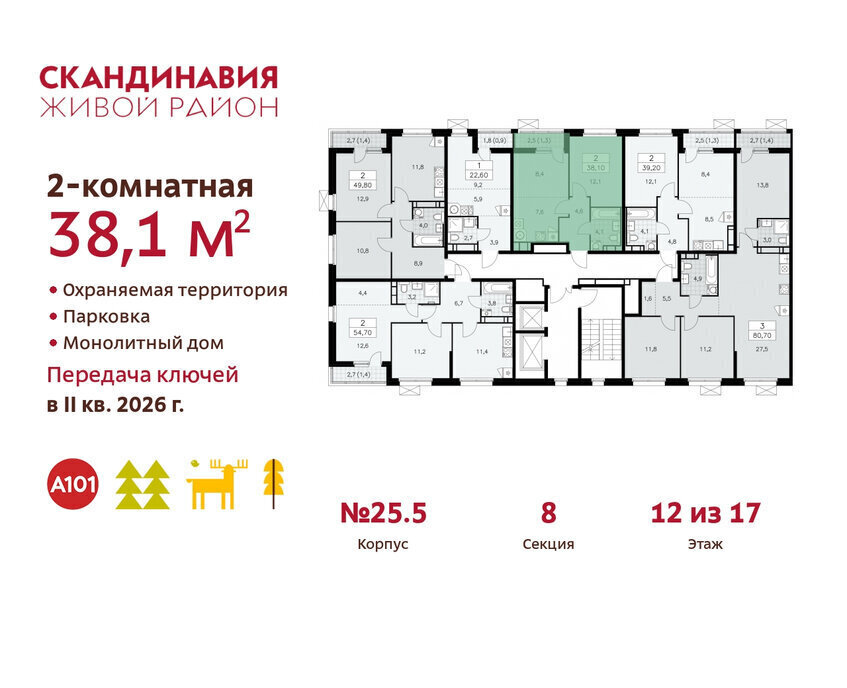 квартира г Москва метро Коммунарка ТиНАО жилой комплекс Скандинавия фото 2