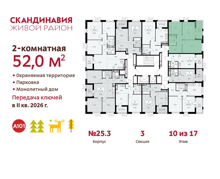 квартира г Москва метро Коммунарка ТиНАО жилой комплекс Скандинавия, 25. 3 фото 2