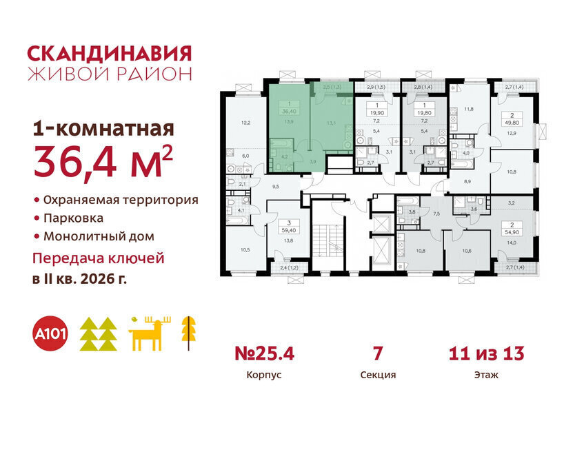 квартира г Москва метро Коммунарка ТиНАО жилой комплекс Скандинавия, 25. 4 фото 2