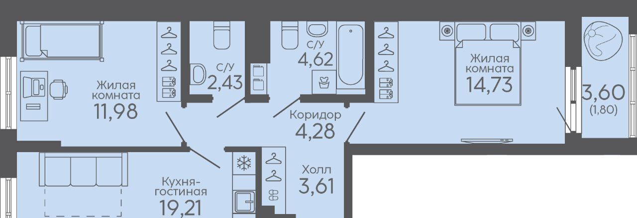 квартира г Екатеринбург микрорайон Новокольцовский Ботаническая фото 1