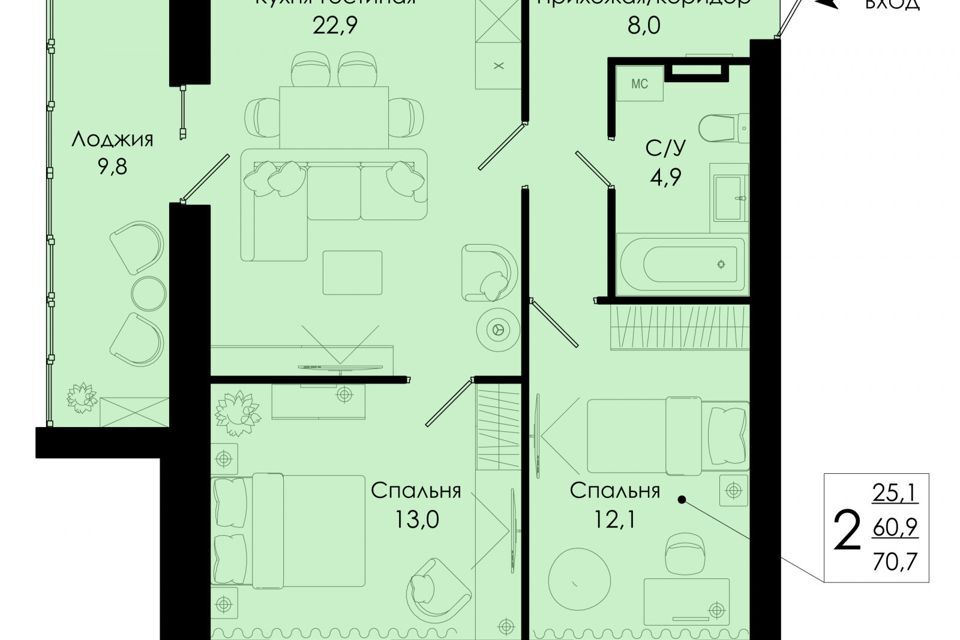 квартира р-н Смоленский Изумрудный остров, жилой комплекс фото 1