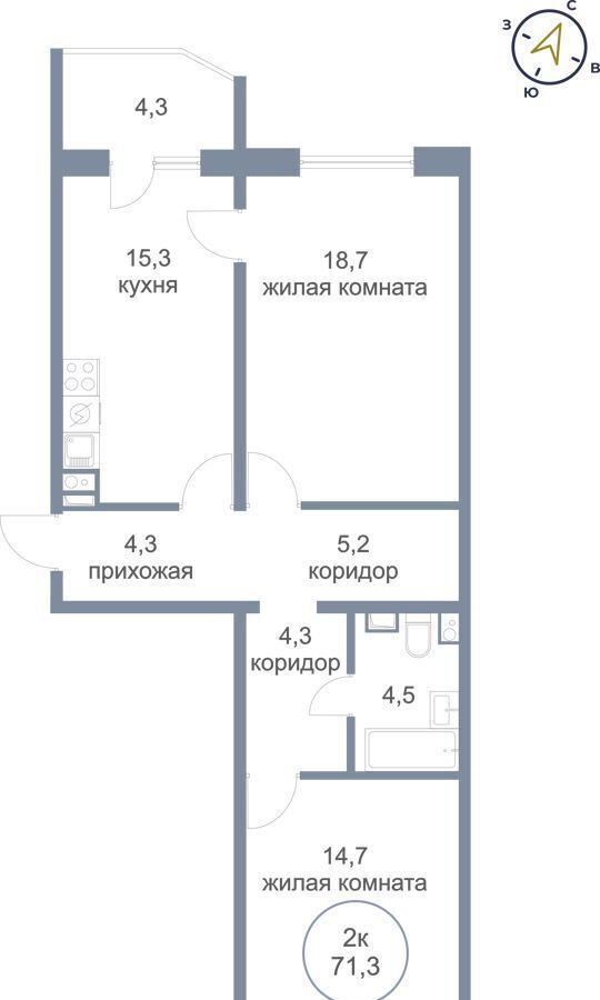 квартира г Нефтеюганск мкр 17-й 9 ЖК «Заречный» фото 1