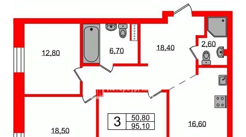 квартира г Санкт-Петербург метро Озерки ул Лиственная 18к/1 фото 2