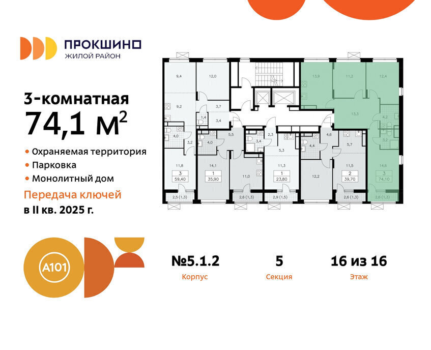 квартира г Москва п Сосенское ЖК Прокшино 1/4 метро Прокшино метро Коммунарка ТиНАО 5. фото 2