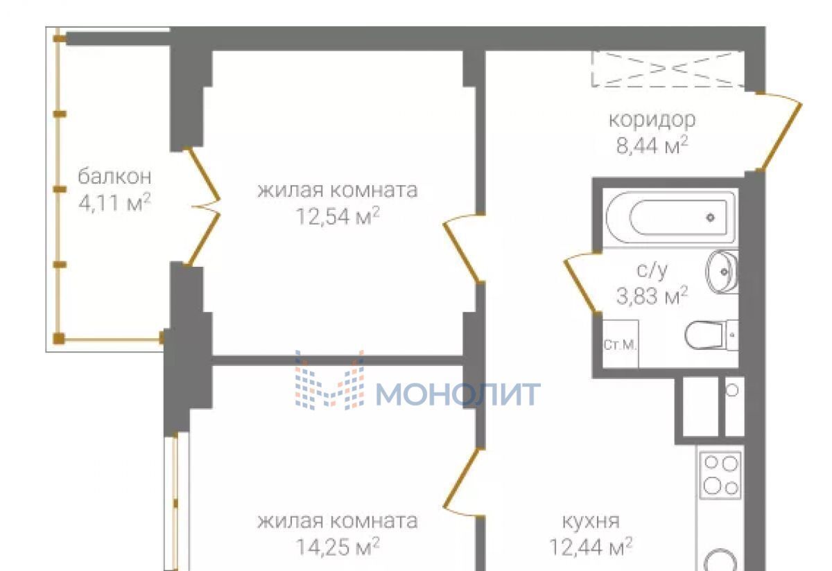 квартира г Нижний Новгород Горьковская ул 2-я Оранжерейная 4ак/2 фото 9