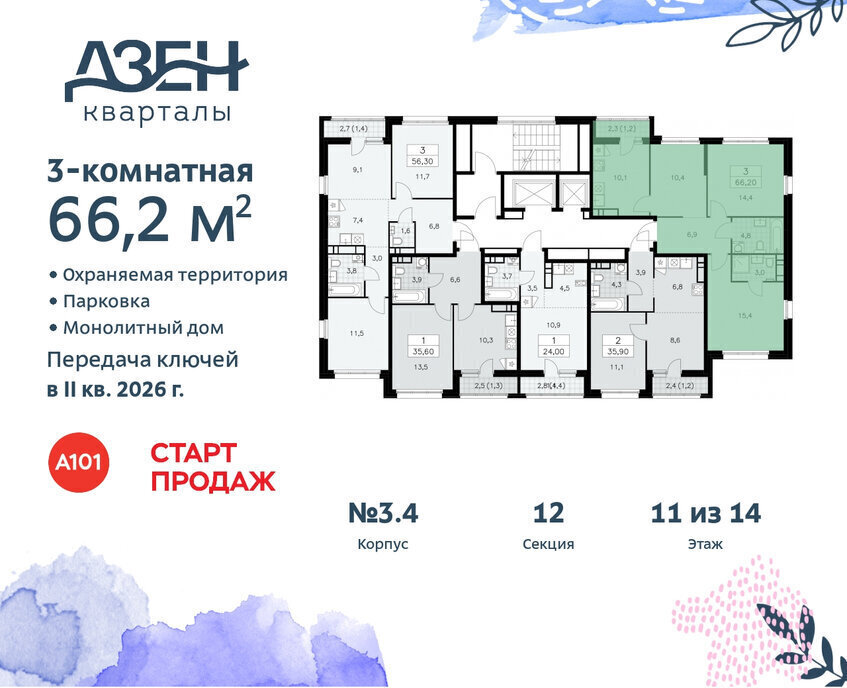 квартира г Москва метро Коммунарка ТиНАО ЖР «Дзен-кварталы» 3/5 фото 2