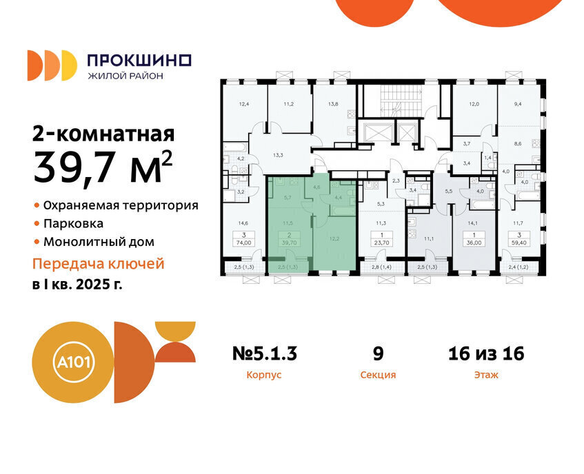 квартира г Москва п Сосенское ЖК Прокшино 1/4 метро Прокшино метро Коммунарка ТиНАО 5. фото 2