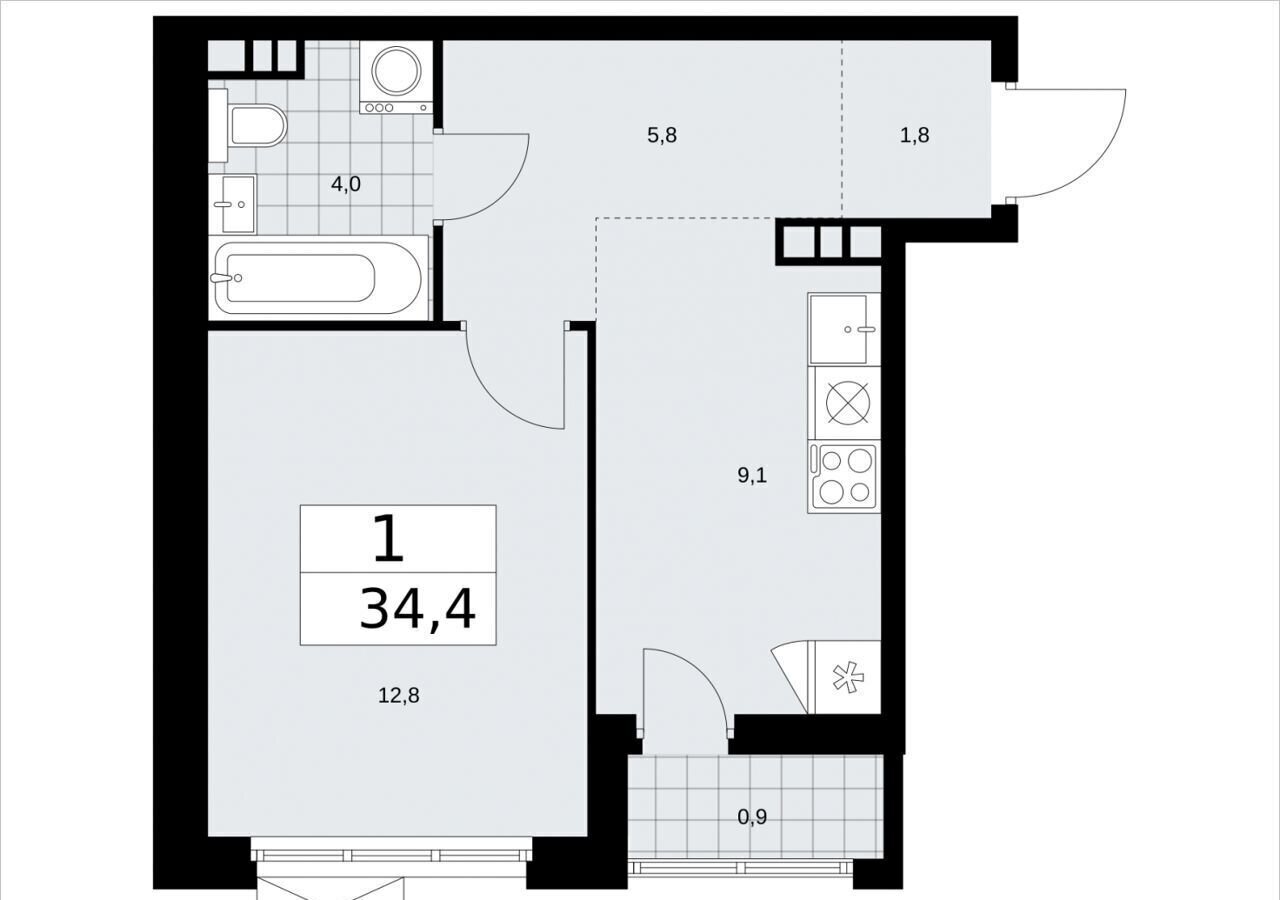 квартира г Москва п Сосенское д Столбово метро Коммунарка з/у 41/1Г, д. 5 фото 2