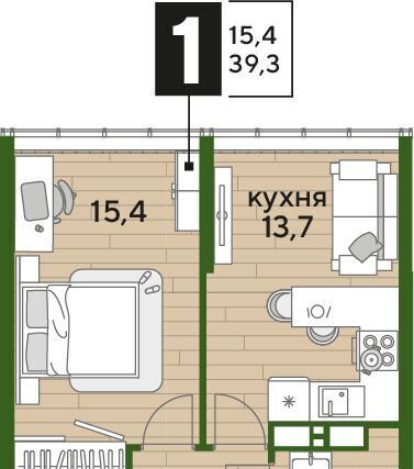 квартира г Краснодар р-н Прикубанский ЖК "Догма Парк" фото 1