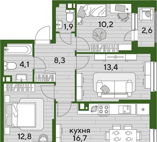 квартира г Краснодар р-н Прикубанский ЖК "Догма Парк" фото 1