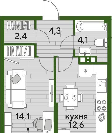 квартира г Краснодар р-н Прикубанский ЖК "Догма Парк" фото 1