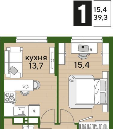 квартира г Краснодар р-н Прикубанский ЖК "Догма Парк" фото 1