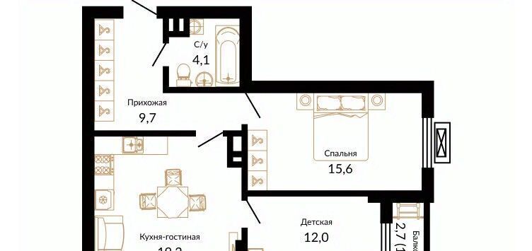 квартира г Краснодар р-н Прикубанский ул им. Даниила Смоляна 71 микрорайон «Южане» фото 1