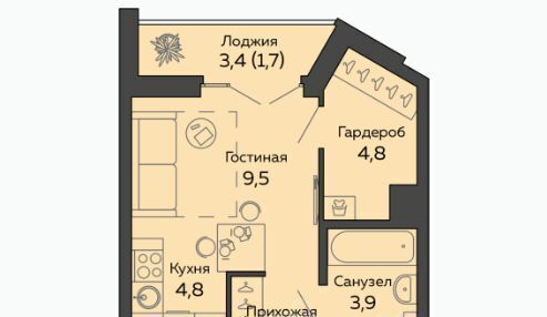 квартира г Екатеринбург р-н Чкаловский Ботаническая ЖК Ботаника Грин Хаус фото 4