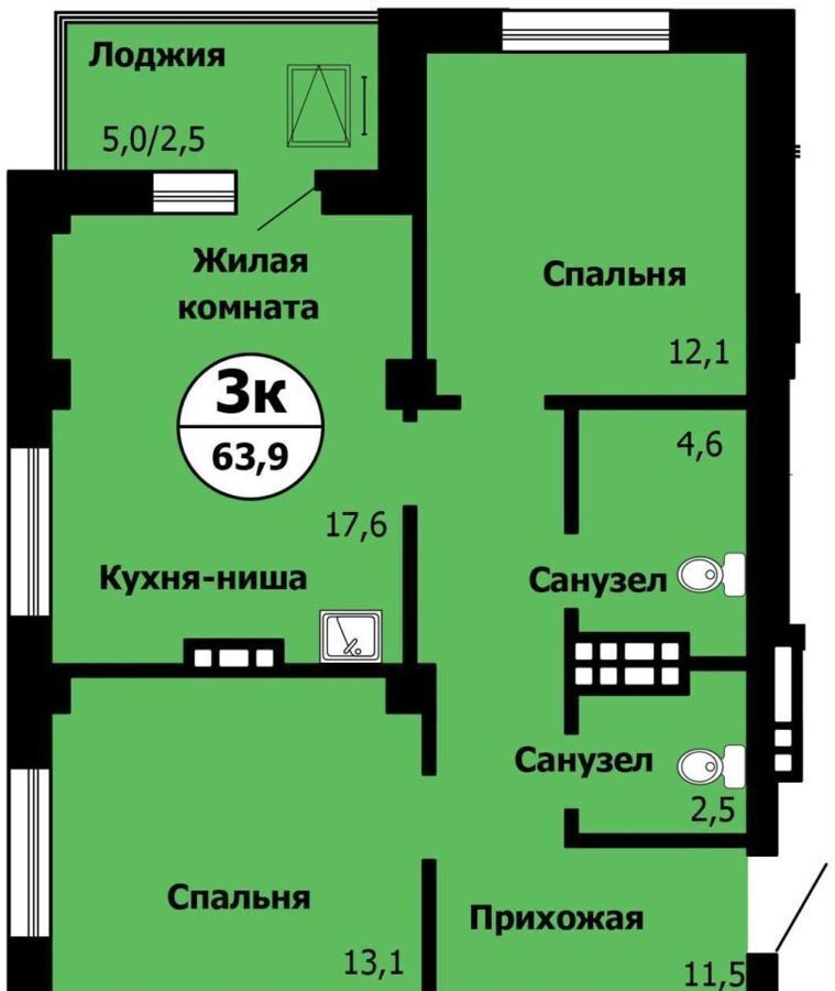 квартира г Красноярск р-н Октябрьский ЖК «Серебряный» ул. Вильского/Лесопарковая, стр. 2 фото 1