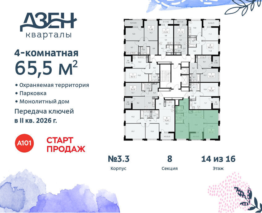 квартира г Москва метро Коммунарка ТиНАО ЖР «Дзен-кварталы» 3/5 фото 2