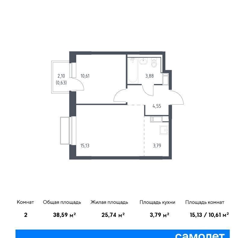 квартира городской округ Люберцы п Мирный ЖК Томилино Парк к 6. 3, Люберцы фото 1