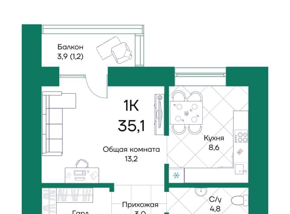 квартира г Барнаул р-н Индустриальный ЖК «Широта» фото 1